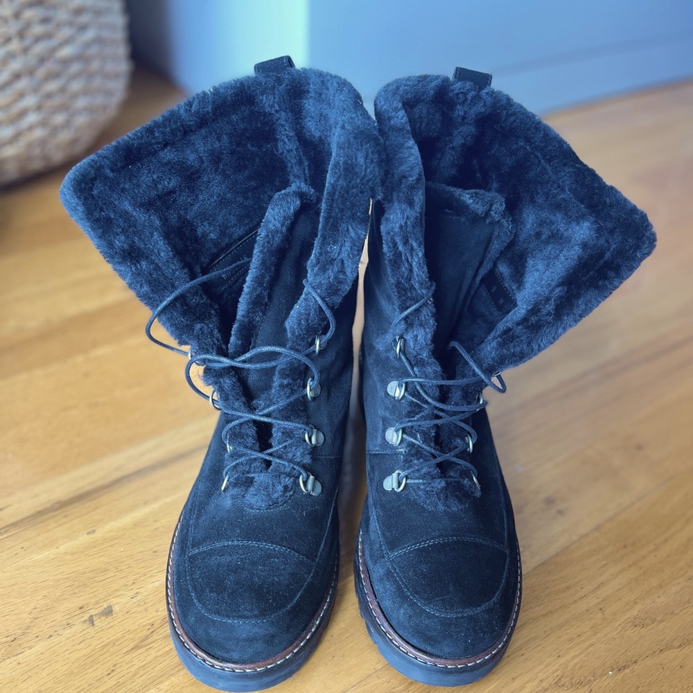 Stuart Weitzman suede fur lined ankle boots